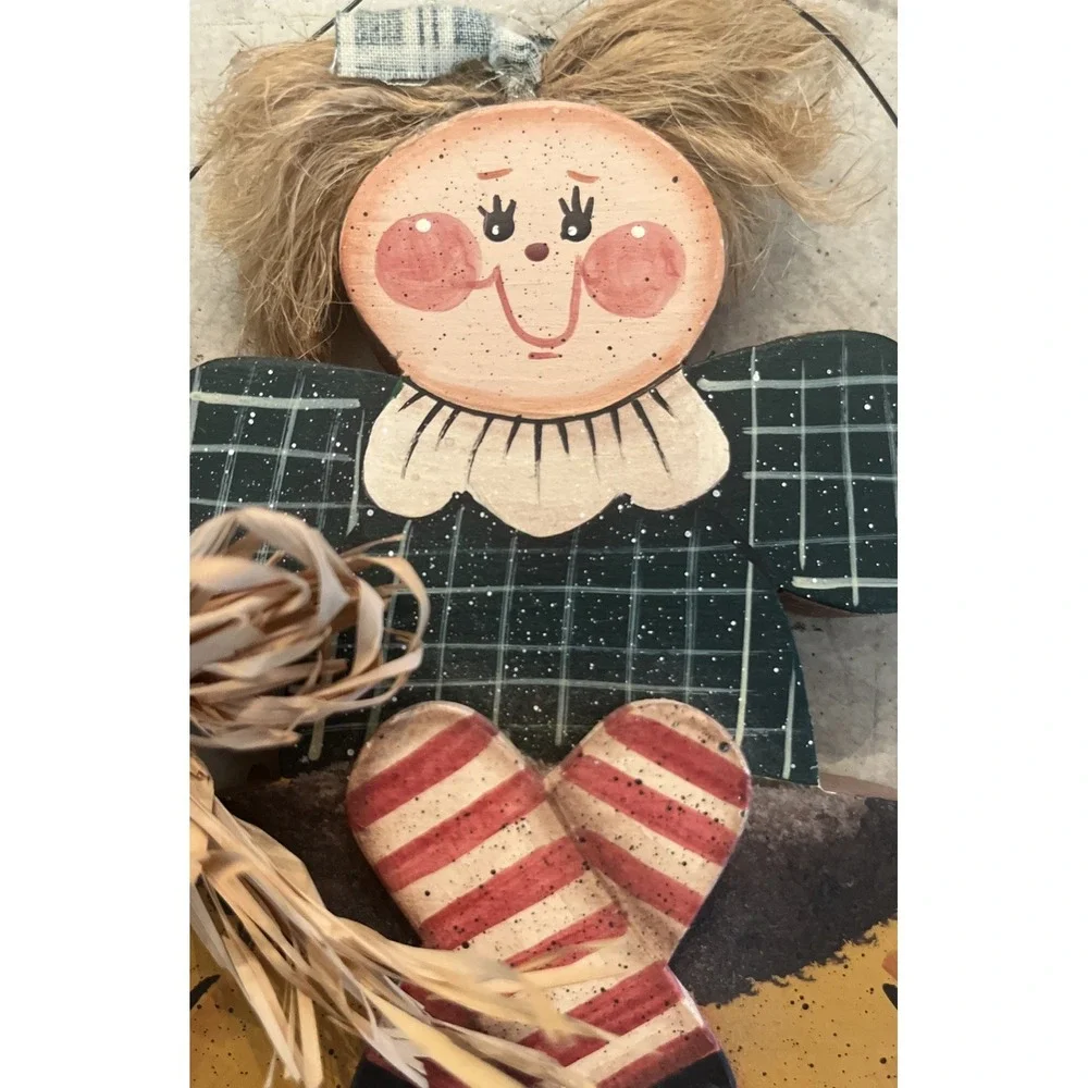 Girl Perched On A Sunflower Hand-Made Wood Fall Wall Hanging